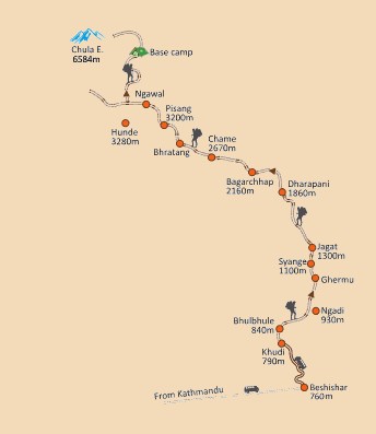 Chulu East Peak Climbing map