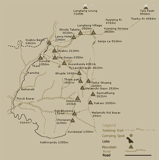 Yala Peak Climbing map